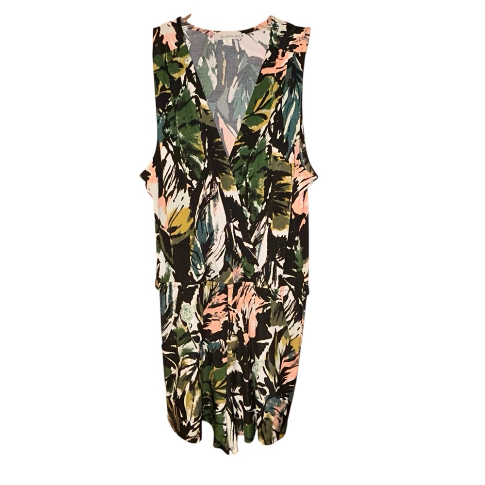 Allison‎ Joy Romper Tropical Print Sleeveless V Neck Small USA Made Aloha Resort
